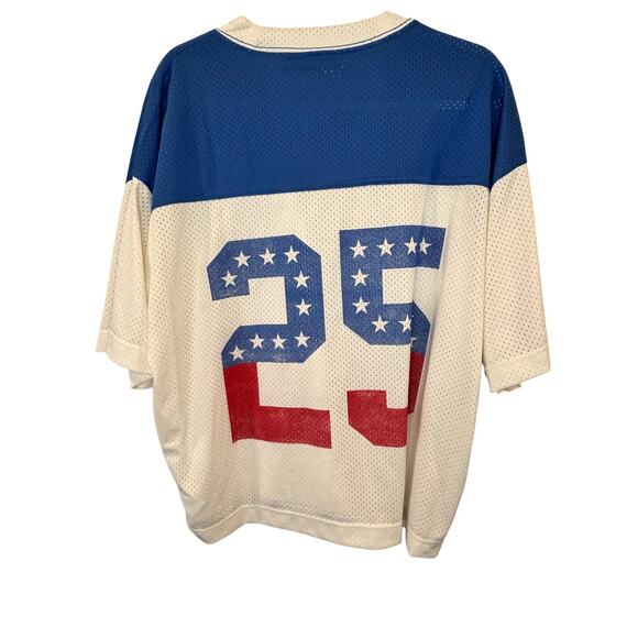 NWT Hollister Baggy Crop Fit Jersey Top #25 Red White Blue Patriotic Football Lg - Picture 3 of 6